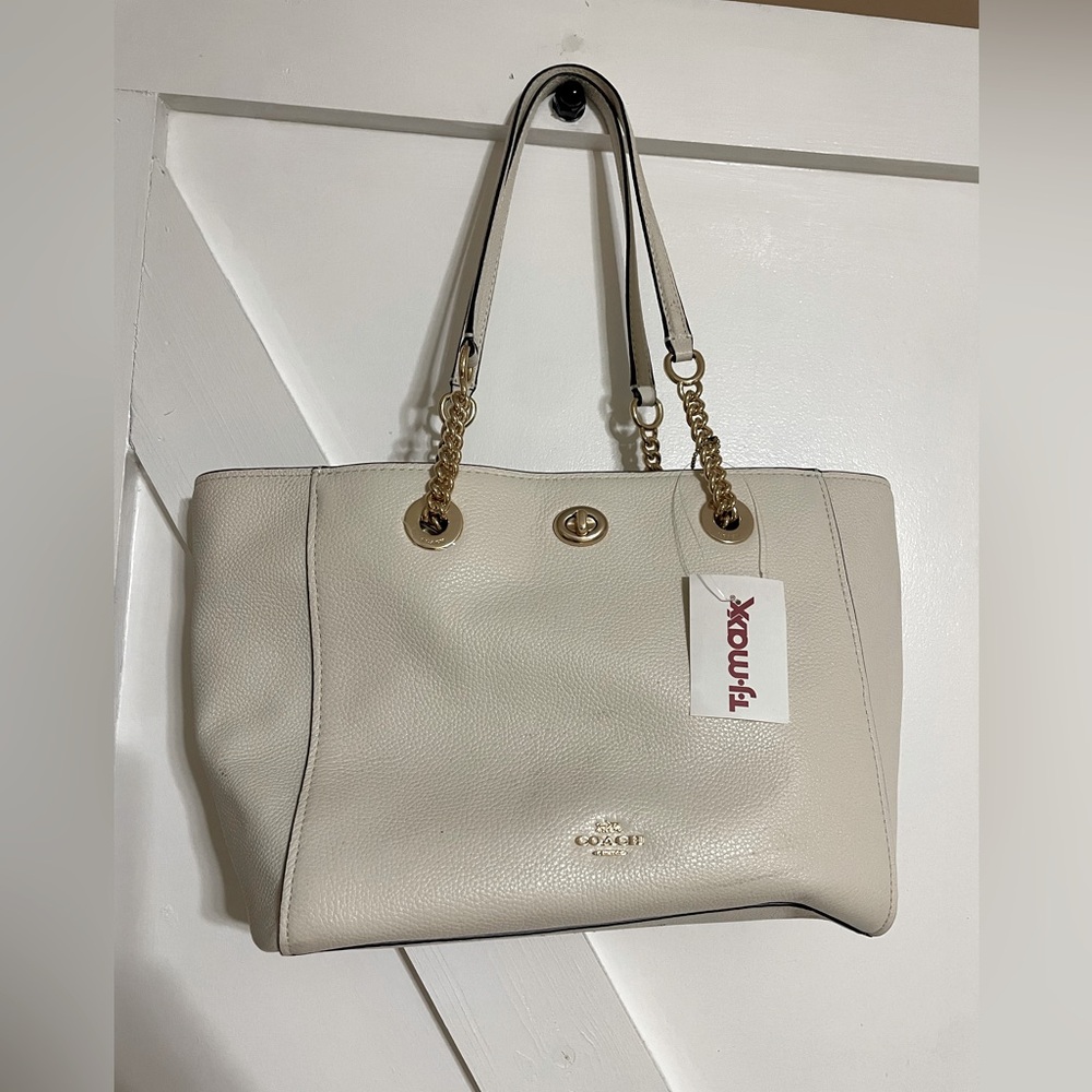 Coach Cream Leather Tote Bag